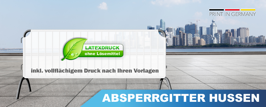 Absperrgitter Hussen für Mannheimergitter und Mannesmanngitter bedruckt aus Frontlit oder Mesh-Netzplane