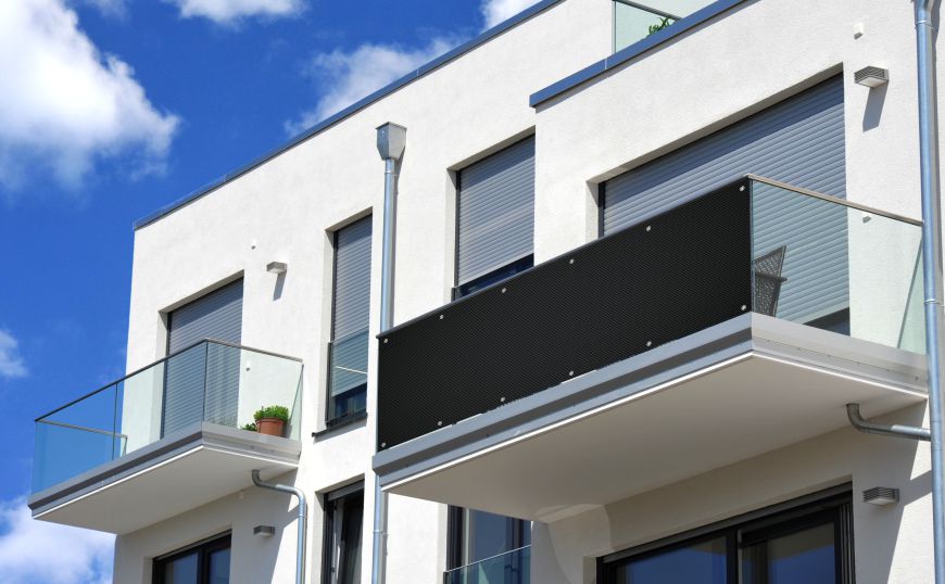 Balkonbanner Sichtschutzplane mit Carbon Motiv