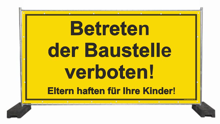 Baustellenbanner mit Hinweis 
