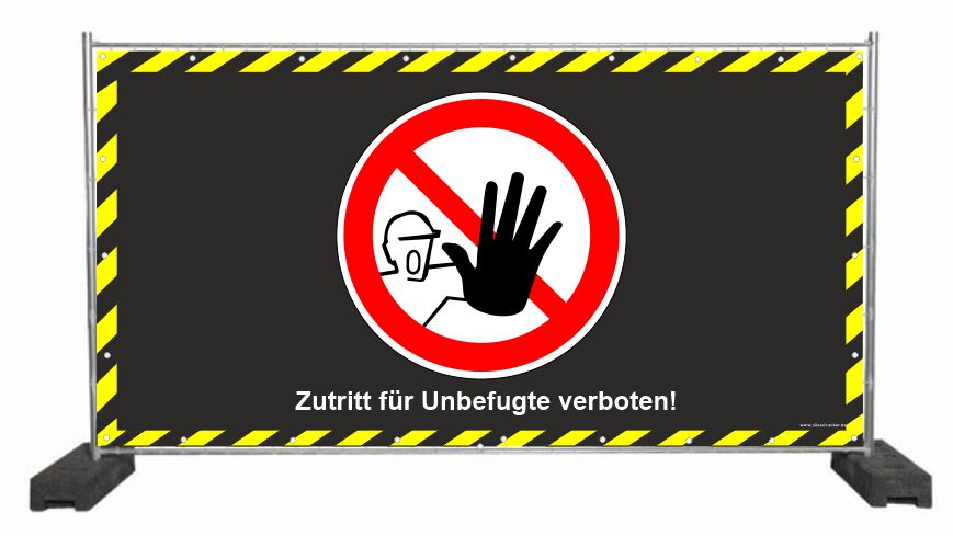 Baustellenbanner mit Hinweis 