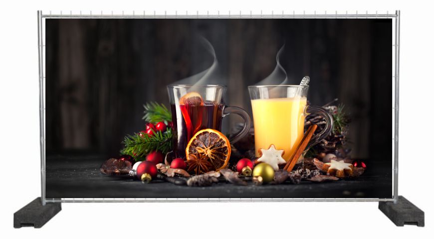 Dekobanner mit zwei Tassen Glühwein