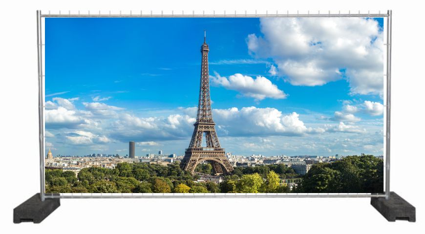 Dekobanner mit dem Eifelturm / Sichtschutzbanner mit Bergmotiv