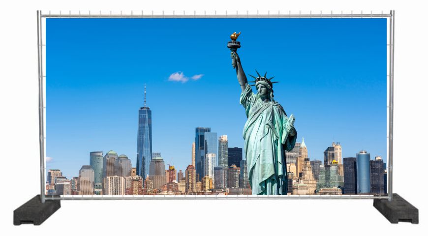Dekobanner mit der Freiheitsstatue / Sichtschutzbanner mit Bergmotiv