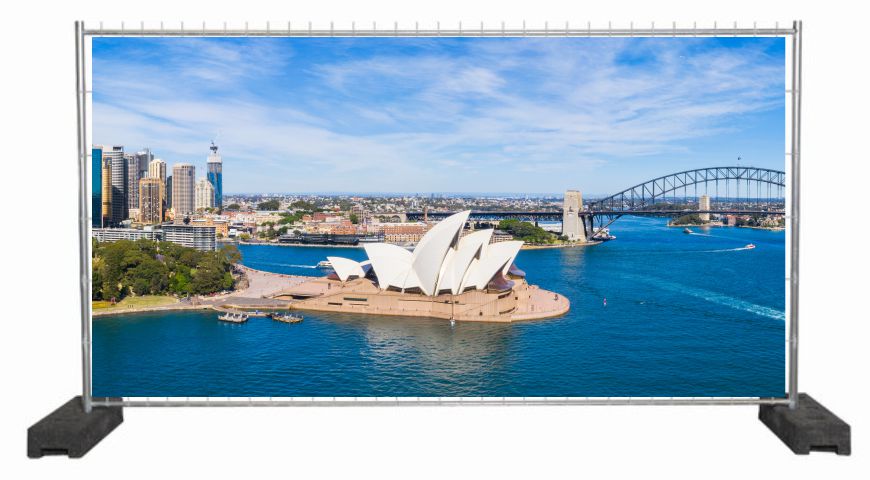 Dekobanner mit dem Opernhaus in Sydney / Sichtschutzbanner mit Bergmotiv