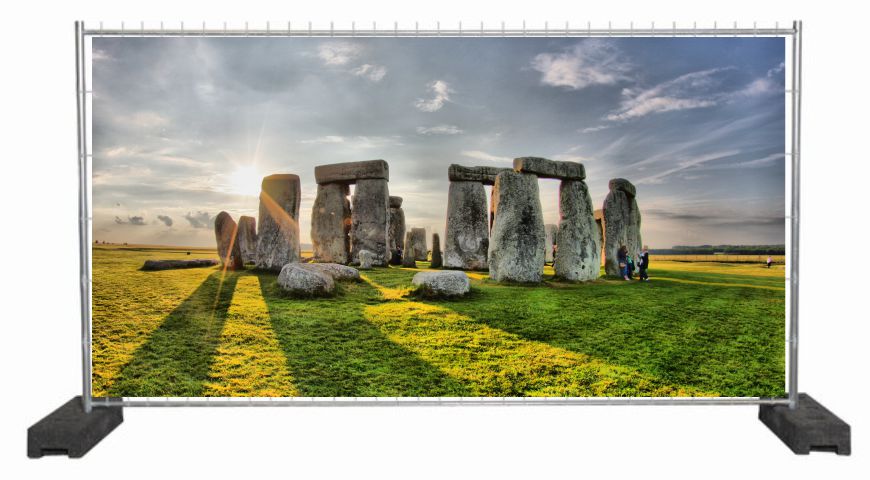 Dekobanner mit Stonehenge / Sichtschutzbanner mit Bergmotiv