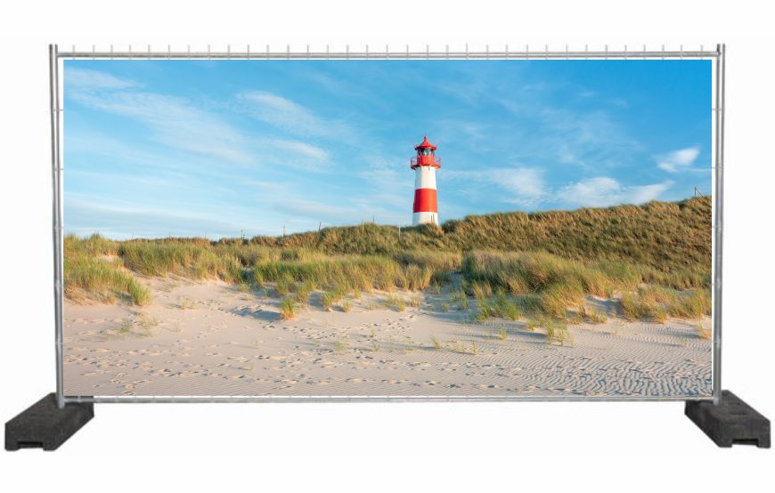 Bauzaunplane mit Naturmotiv Leuchtturm / Sichtschutzbanner