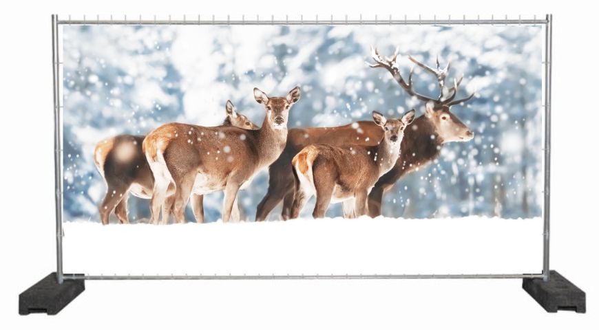 Dekobanner mit Hirsch und Rehe im Schnee