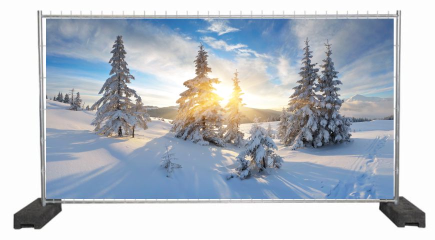 Dekobanner mit verschneiter Winterlandschaft