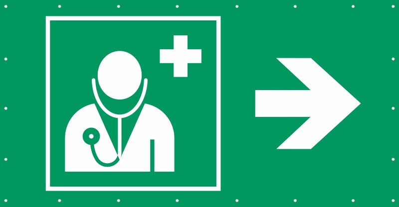 Bauzaunplane Safety - Notfall Arzt rechts