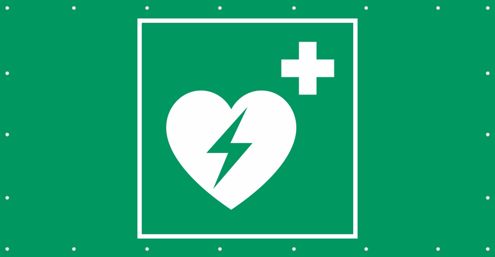 Bauzaunplane Safety - Defibrillator 