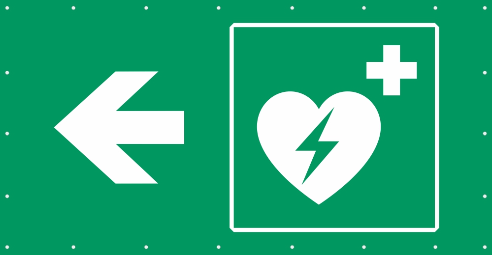 Bauzaunplane Safety - Defibrillator links