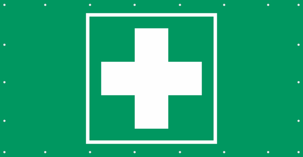 Bauzaunplane Safety - Erste Hilfe 