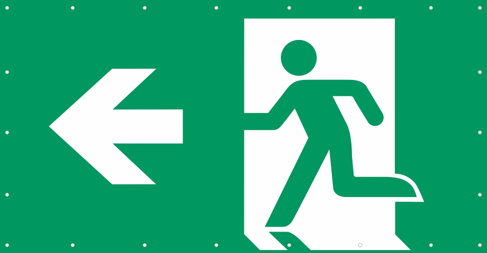 Bauzaunplane Safety - Fluchtweg links
