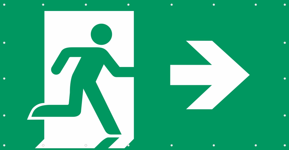Bauzaunplane Safety - Fluchtweg rechts
