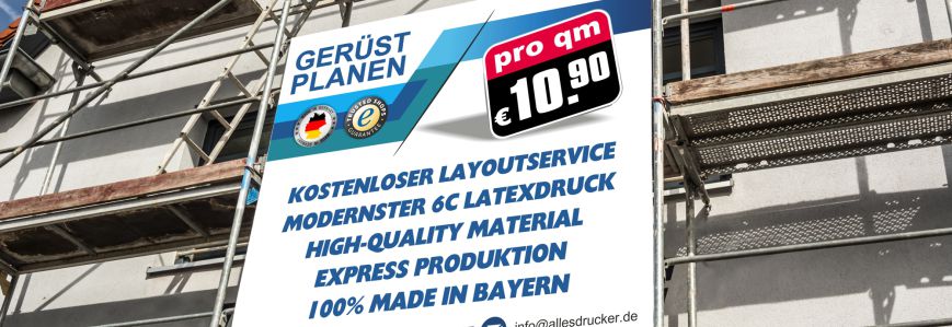 Gerüstplanen bedruckt an Baugerüst