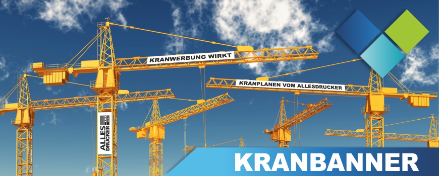 Mit Ihrem logo bedruckte Kranplanen und Kranbanner in Ihrer Wunschgrösse