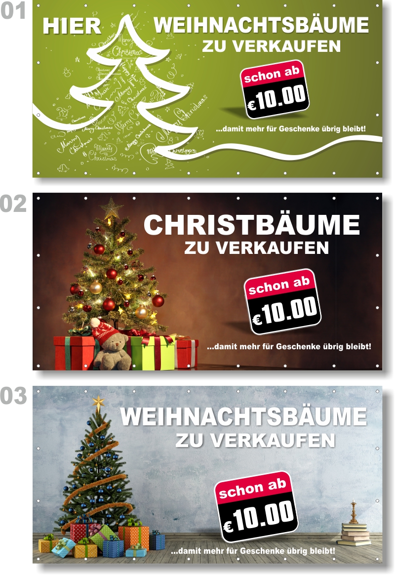 Unsere 3 Layouts Weihnachtsbaum Verkaufsplanen